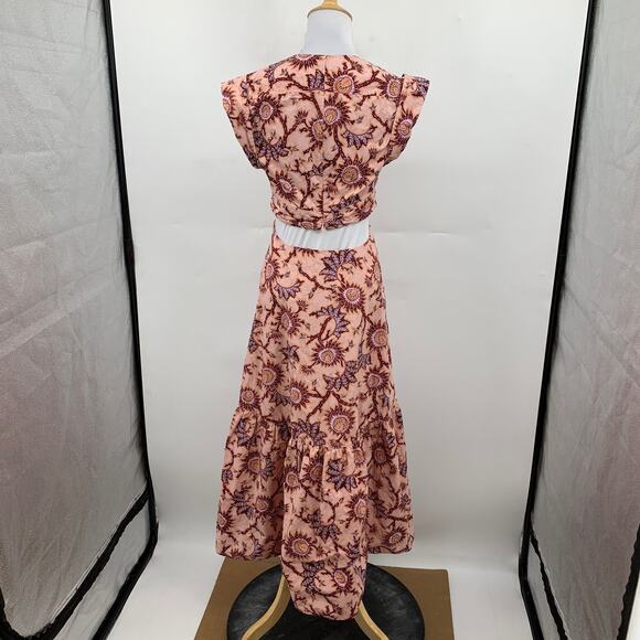 ALC Dress Womens 6 Multi Alexandria Gathered Cutout Waist Poplin Cap Sleeve Midi - Picture 6 of 15